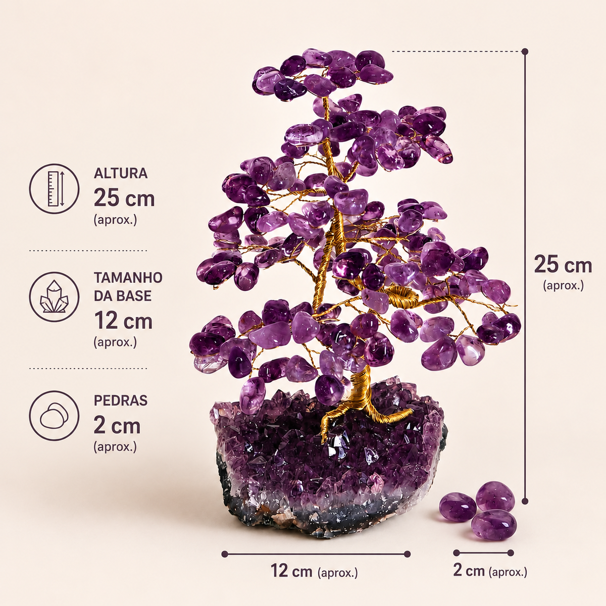 Árvore de Ametista na Base de Ametista 25cm - Linha Premium somete sob encomenda