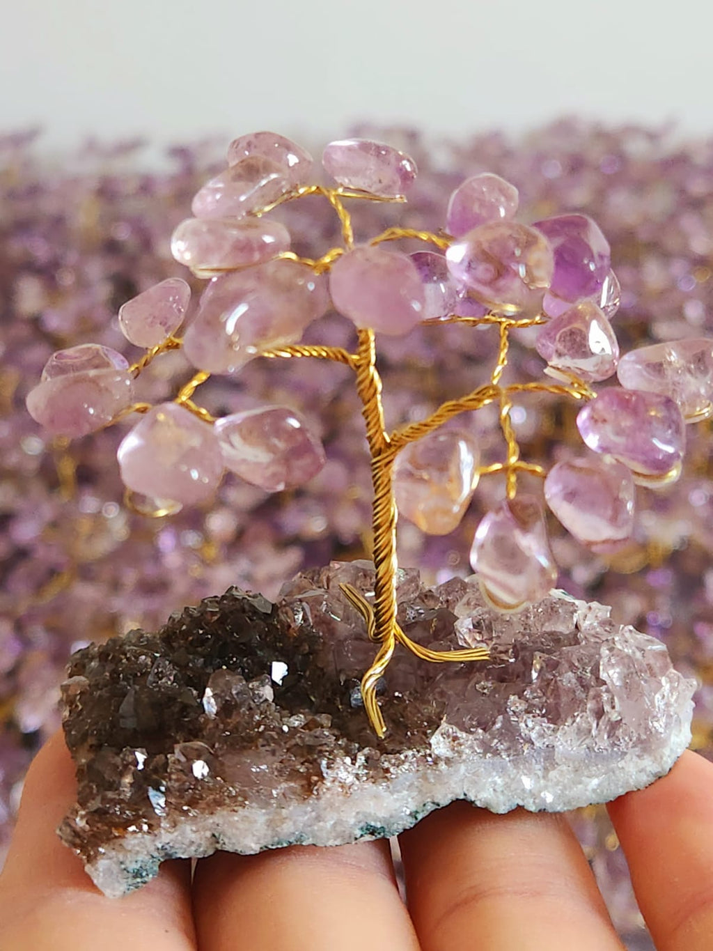 Kit 10 Mini Árvores de Ametista Natural 7cm Base de Drusa | Lembrancinha | Revenda